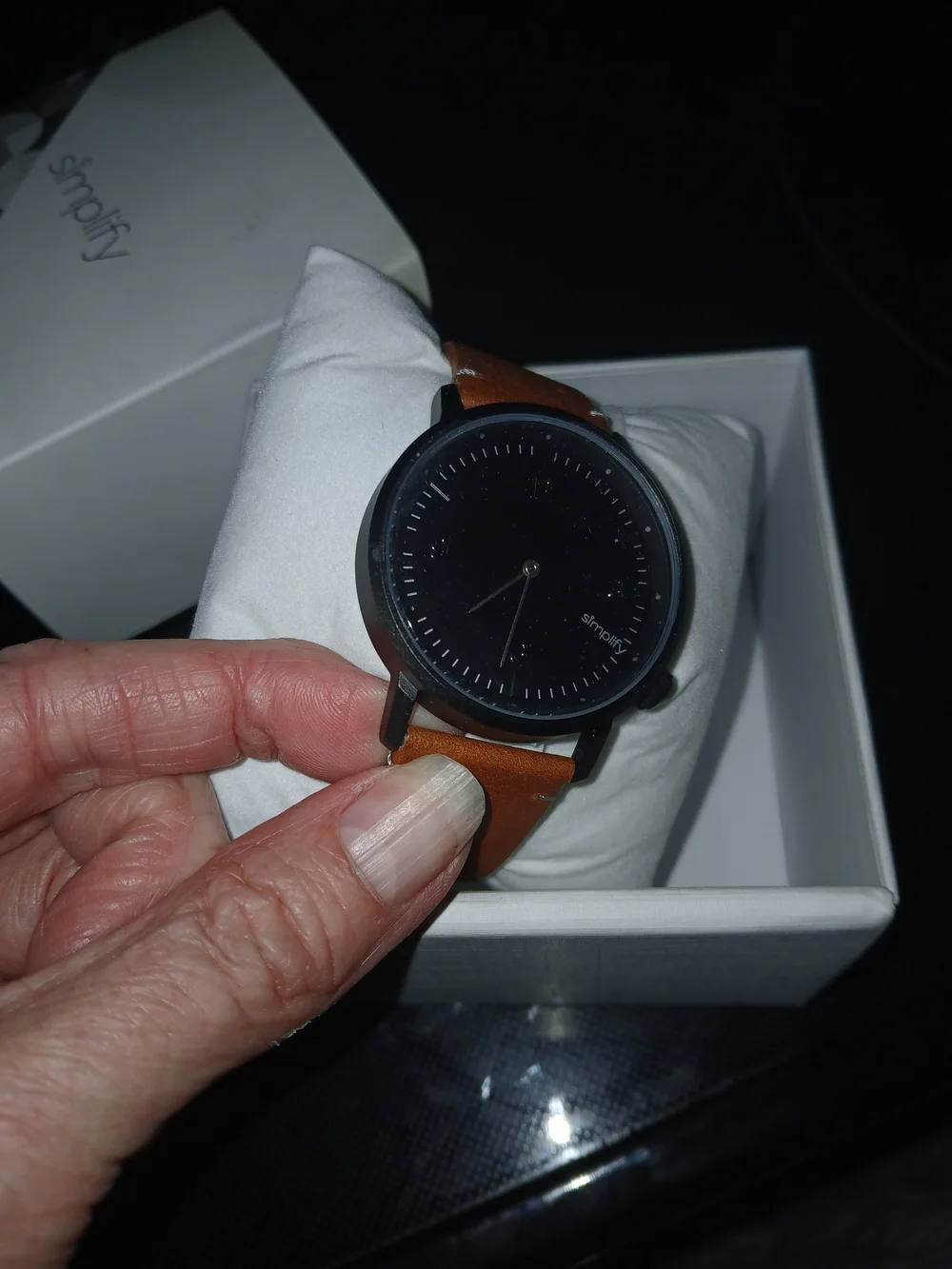 Minimalist Black Dial Watch with Brown Leather Strap